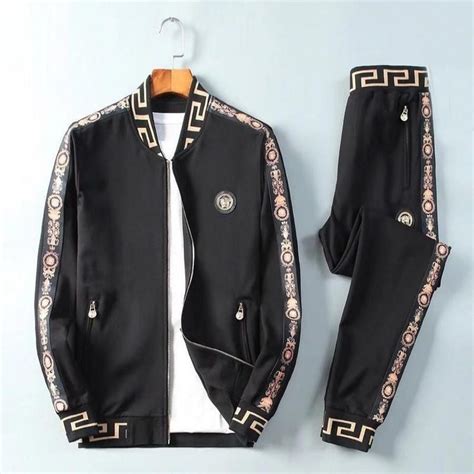 vintage black and white versace tracksuit pants men|designer velour tracksuits for men's.